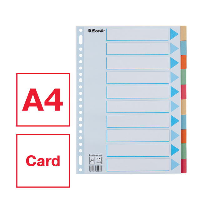 Divider Esselte Premium A4 10 tabs 23-rings cardboard multicolor