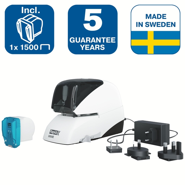 Stapler Rapid Supreme contactless electric 5050e 50 sheets white