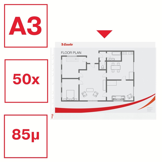 Showtas Esselte PP A3 11-gaats dwars 50 stuks