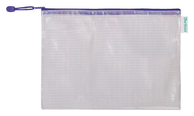 8 A4 mesh zipper bag blue PVC 330x240mm
