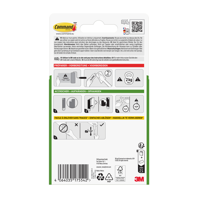 Hook Command plastic for paintings incl. mounting strip