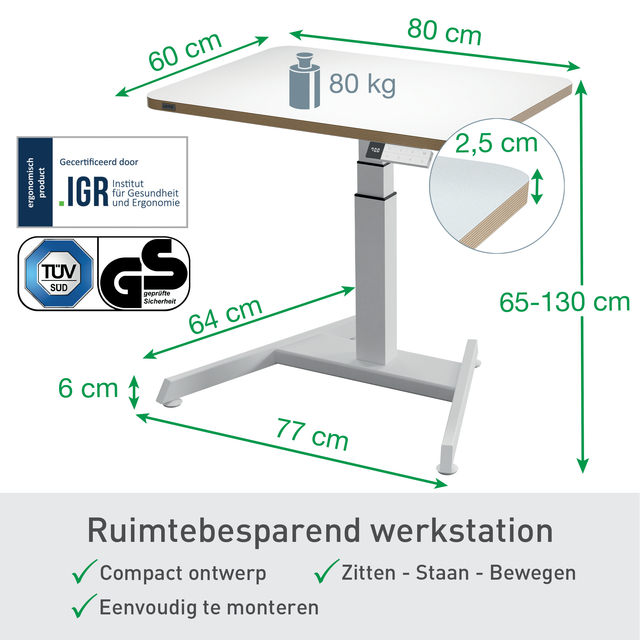 Zit-Sta bureau Leitz Ergo Elektrisch Klein