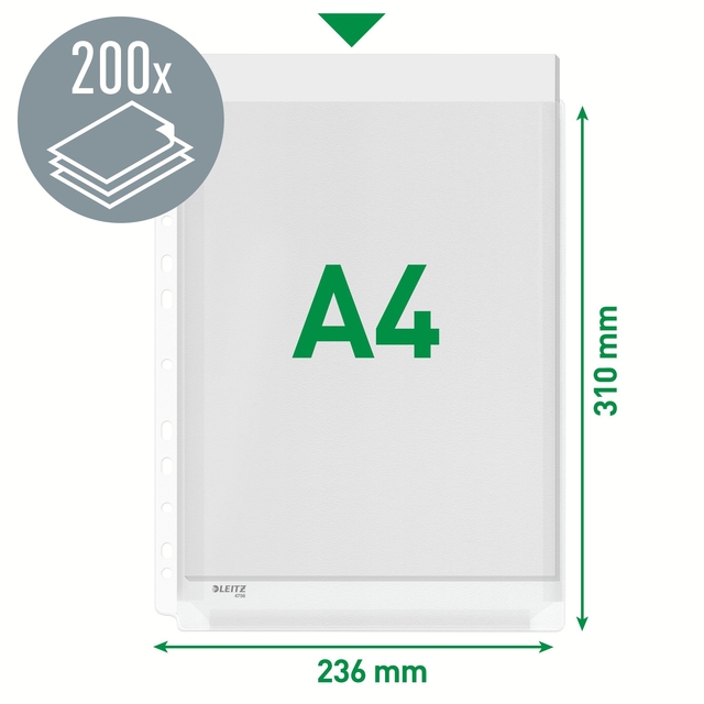 Harmonica showtas Leitz Premium met perforatiestrip 180µ PVC A4 5 stuks glashelder 5 stuks