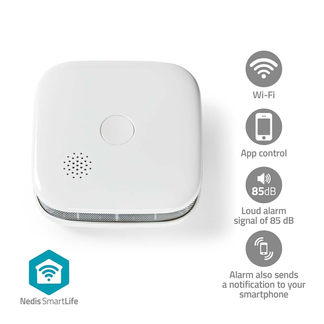 Rookmelder Nedis Smartlife Wifi 10 jaar sensor wit