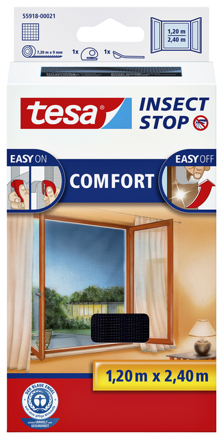 Insectenhor tesa® Insect Stop COMFORT buitendraaiende ramen 1,2x2,4m zwar