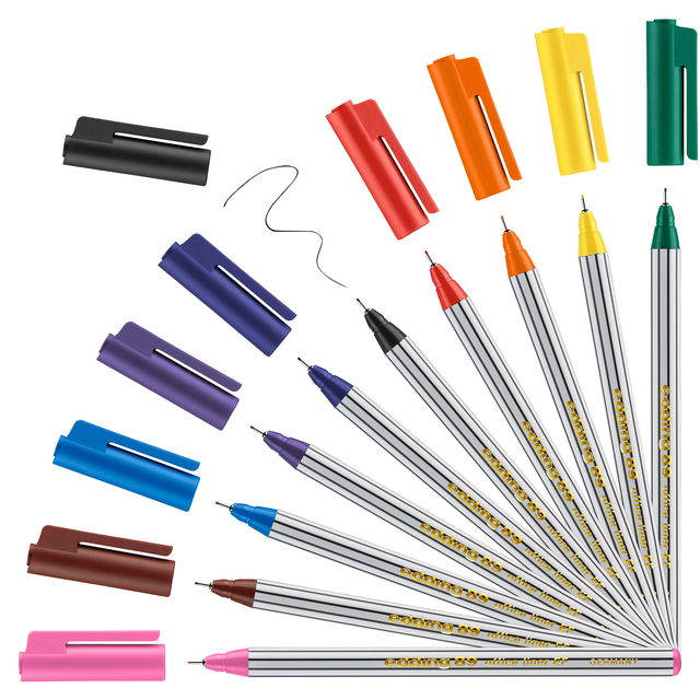 Fineliner Edding 89/10 fijn assorti blister à 10 stuk