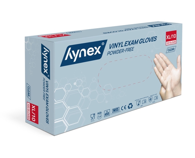 Handschoen Hynex vinyl XL transparant 4.5gr 100 stuks