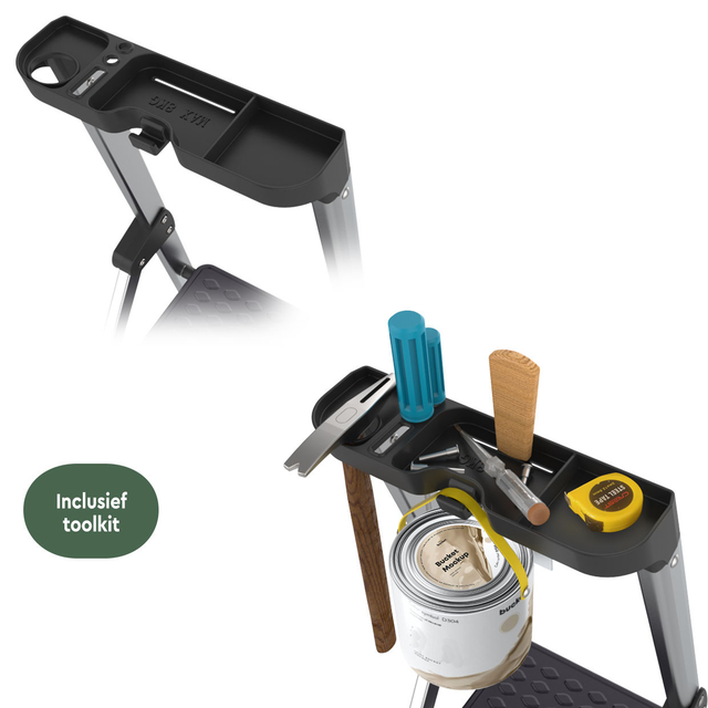 Huishoudtrap BRASQ 4 treden aluminium SLA400 zilver