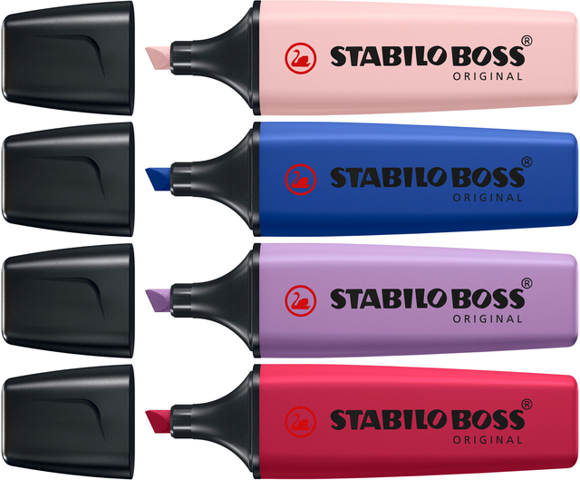 Markeerstift STABILO Boss Wildflower assorti 4 stuks