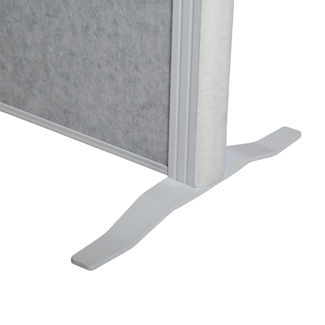 Scheidingswand MAUL akoestiek 100x180 2x licht- 1x donkergrijs wit frame op voet