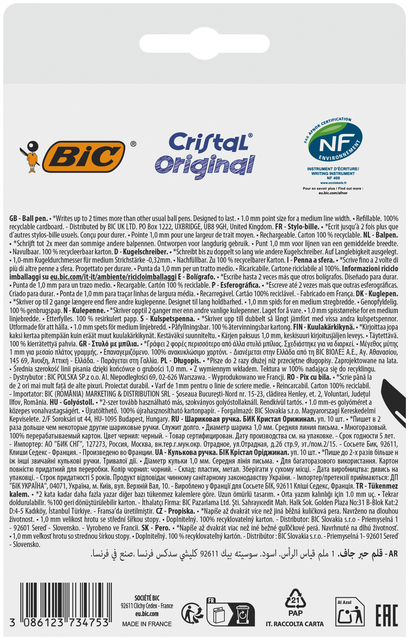 Balpen Bic Cristal medium zwart blister à 10 stuk