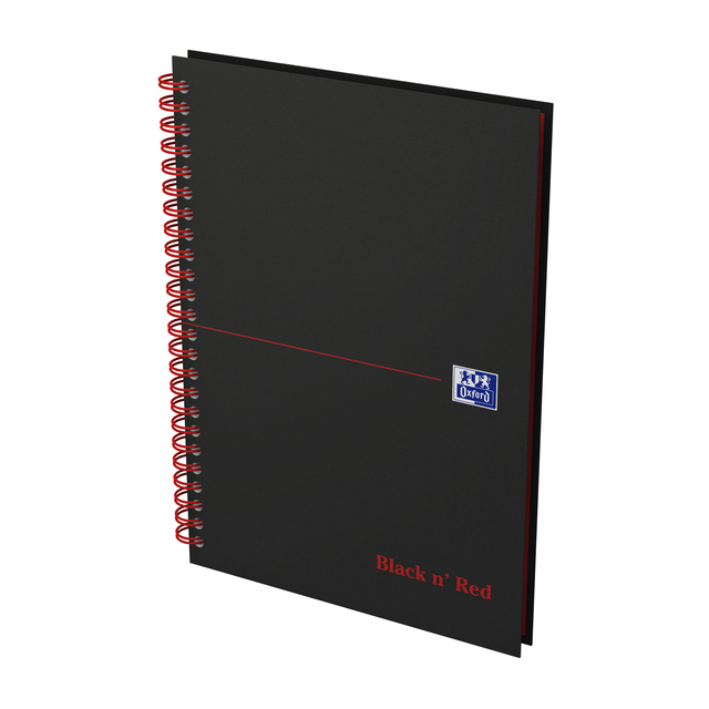 OXFORD Black n' Red A5 Hardback Twin-wire Notebook Ruled 140 Pages Black SCRIBZEE® Compatibl