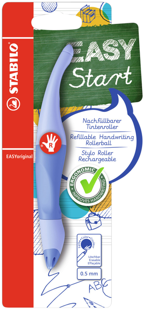 Rollerpen STABILO Easyoriginal  rechtshandig medium pastel luchtig blauw blister à 1 su