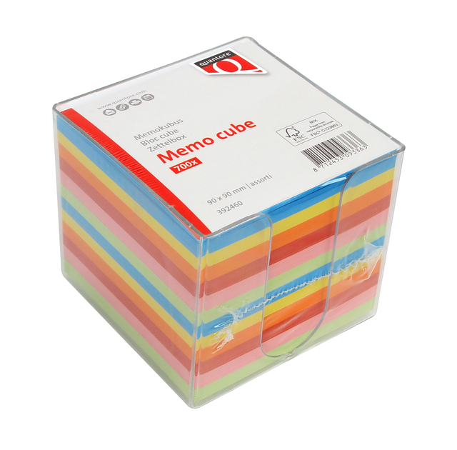 Memo cube Quantore 90x90mm transparent assortment