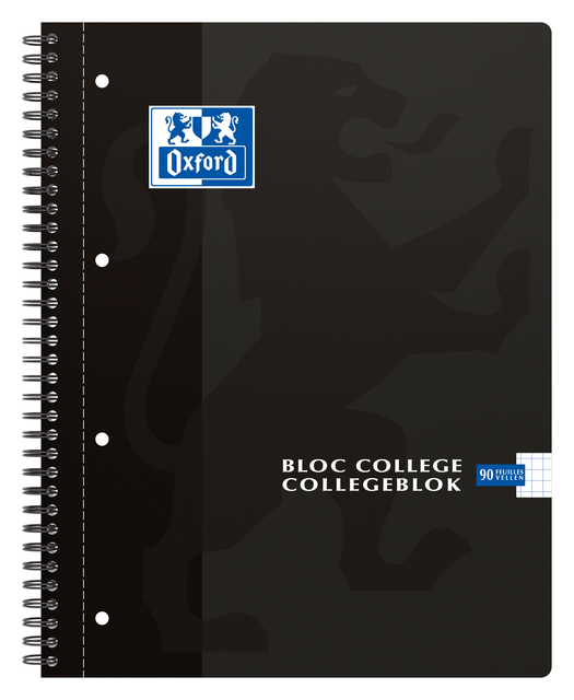 Oxford School A4+ Soft Card Cover Twin Wire 4 Holes Collegeblock 5mm Squared 180 Pages Black Scribzee® Compatibl