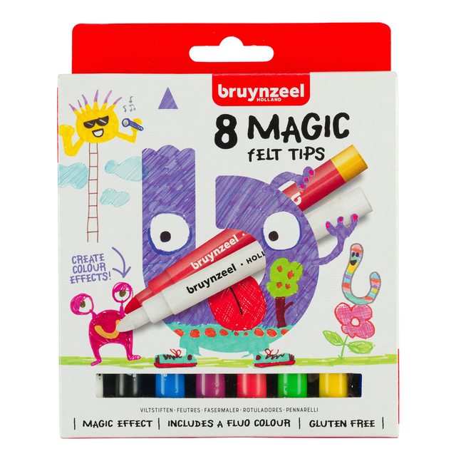 Viltstift Bruynzeel Kids Magic Points blister à 8 stuks assort