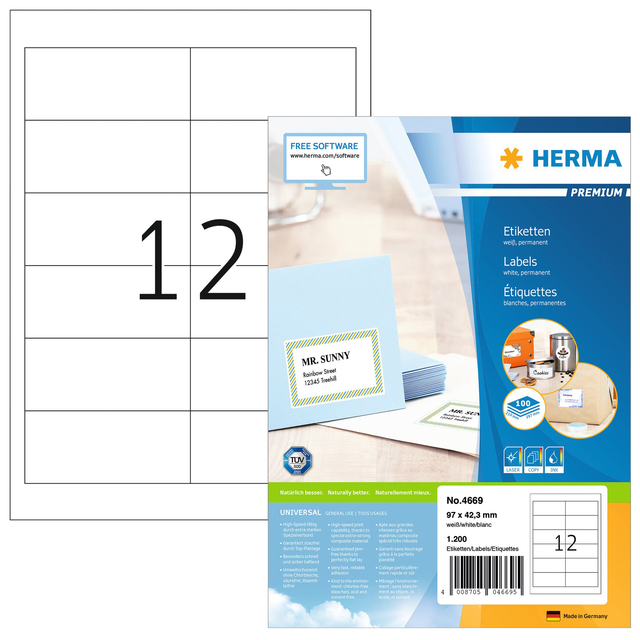Labels white 96,5x42,3 SuperPrint 1200 pcs.