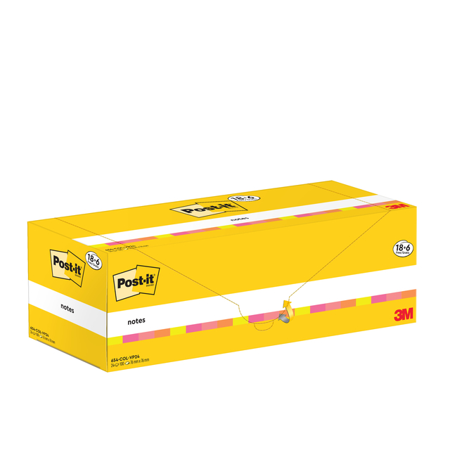 Memo pad 3M Post-it 654-COL 76x76mm color assorted value pack