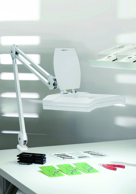 Loeplamp MAUL Vitrum LED met tafelklem lens 307 cm2 wit