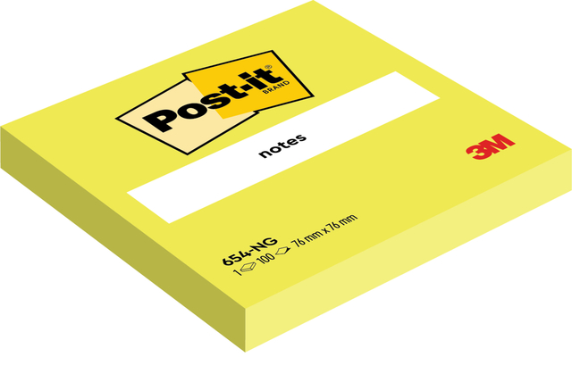 Memo block Post-it 654 76x76mm neon green 100 sheet