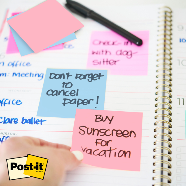 Memoblok Post-it 3M 73x73mm Transparant blauw