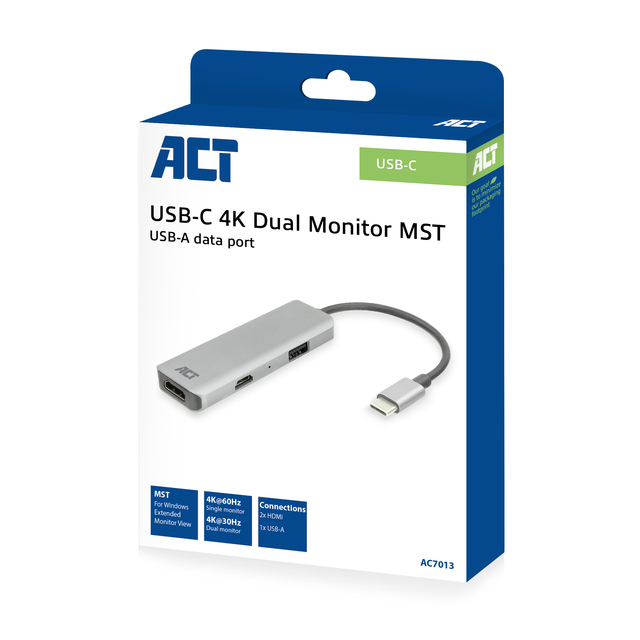 Adapter ACT USB-C 4K multiport for 2 HDMI monitors