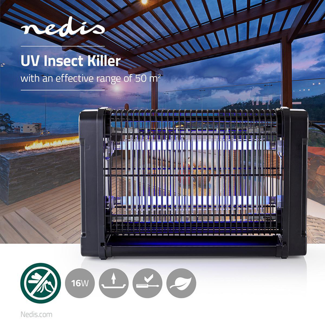 Insectenlamp Nedis electrisch 2x8watt 50M2 zwart