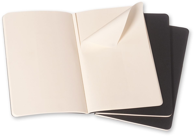 Schrift Moleskine 130x210mm blanco 160 pagina's 70gr zwart set à 3 stuk