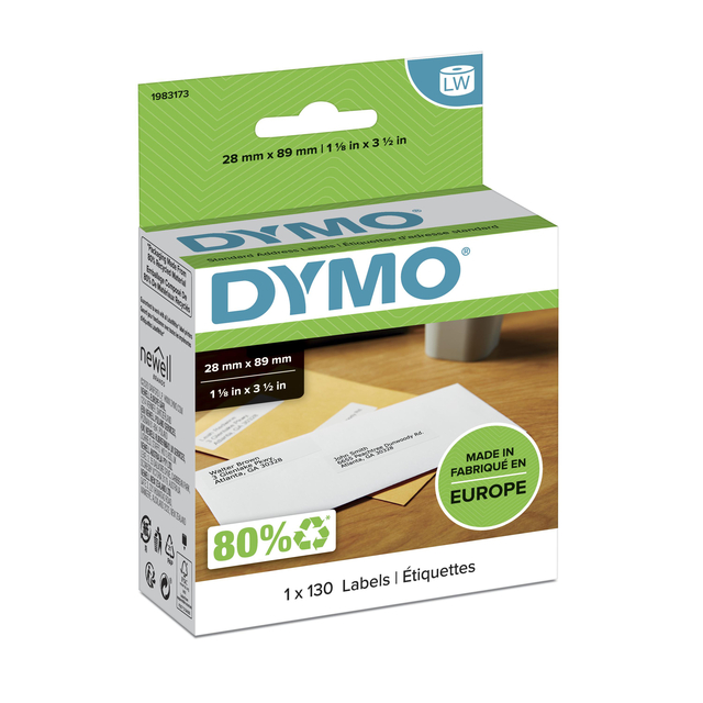 Etiket Dymo LabelWriter adressering 28x89mm 1 rol á 130 stuks wi