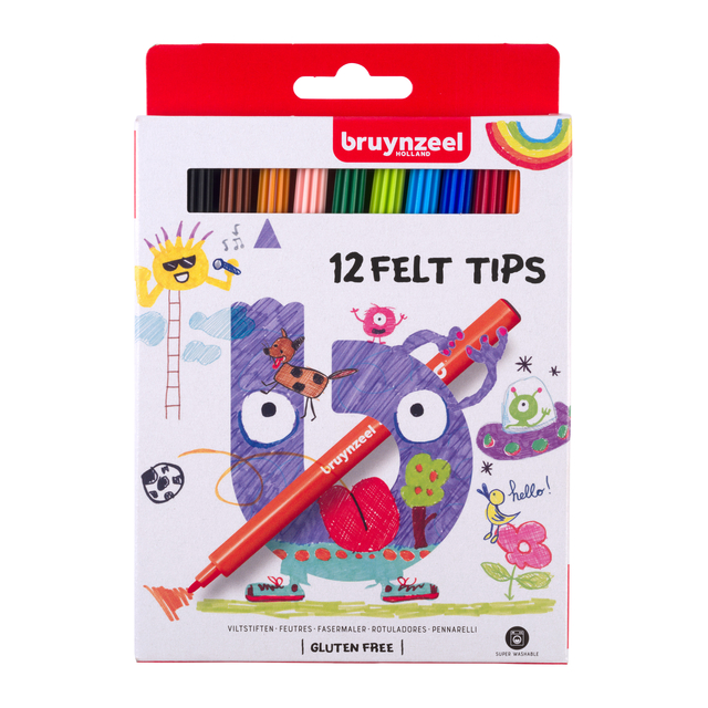 Viltstiften Bruynzeel set à 12 kleure