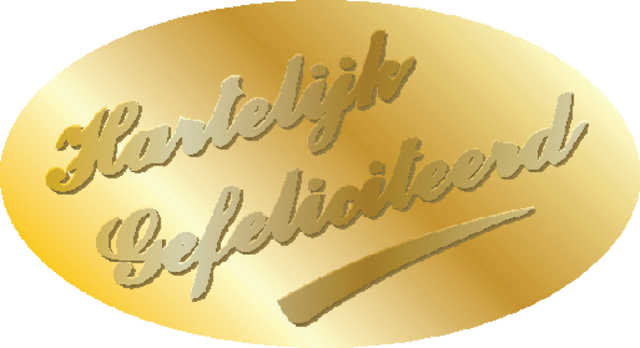 Etiket Haza hartelijk gefeliciteerd goud à 1000 stuk
