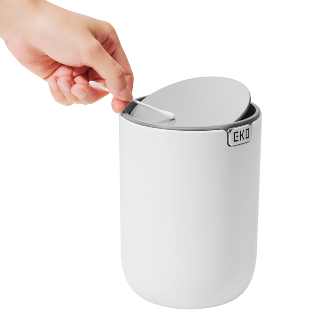 Afvalbak EKO Fandy 2 tafelmodel met swingdeksel 1,5 liter wit