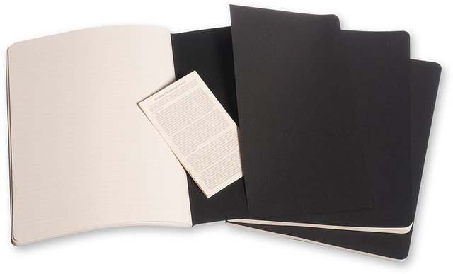 Schrift Moleskine 190x250mm lijn 240 pagina's 70gr zwart set à 3 stuk