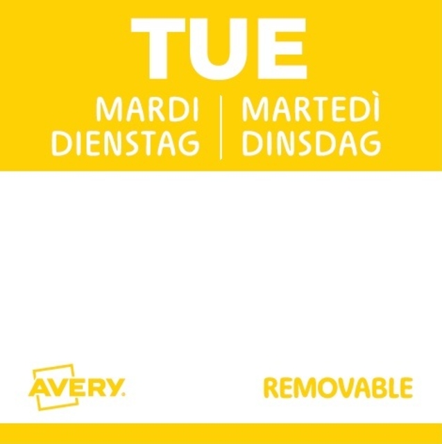 Etiket Avery HACCP dinsdag-geel 25x25mm 1000 stuks