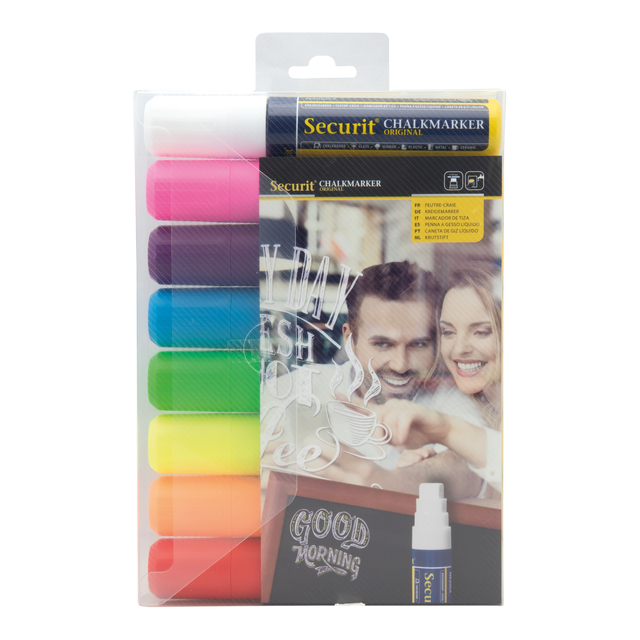 Krijtstift Securit SMA-720 blok ass 7-15mm blister à 8 stuk