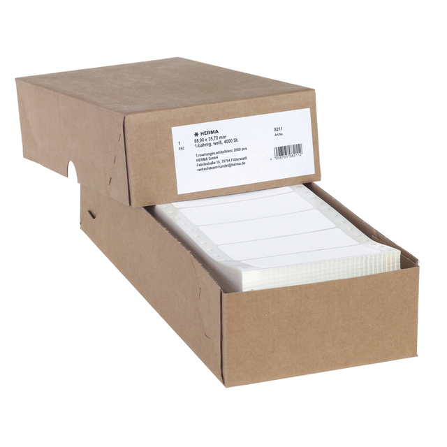 Etiket HERMA 8211 88.9x35.7mm 1-baans wit 4000 stuks