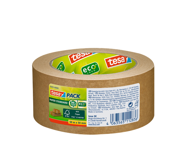Verpakkingstape tesapack® Papier Standard ecoLogo 50mx50mm brui