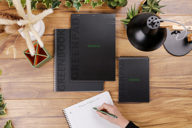 Notitieboek Rhodia Greenbook recycled A4+ lijn 160 pagina's 90gr sc