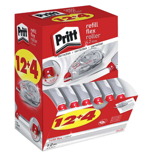 Correctietape Pritt navulbaar 4.2mmx12m Flex promopack à 12+4 gratis
