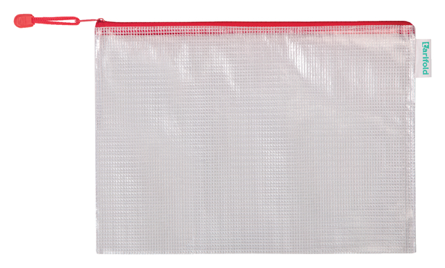 8 A4 mesh zipper bag red PVC 330x240mm