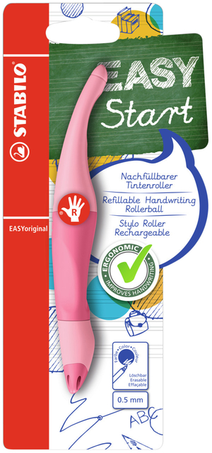 Rollerpen STABILO Easyoriginal  rechtshandig medium pastel poederroze blister à 1 stu