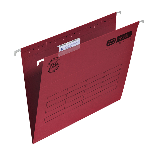 Elba Ultimate A4 Suspension File Verticfile For Drawer V Base; Box Of 25; Kraft Red