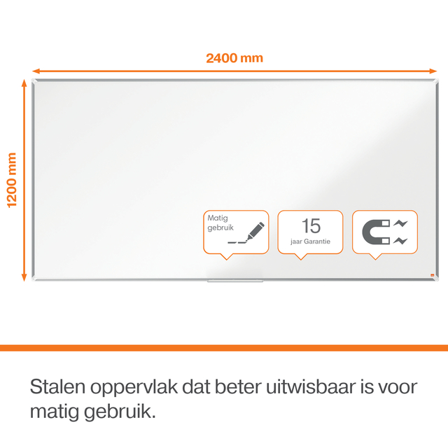 Whiteboard Nobo Premium Plus 120x240cm staal