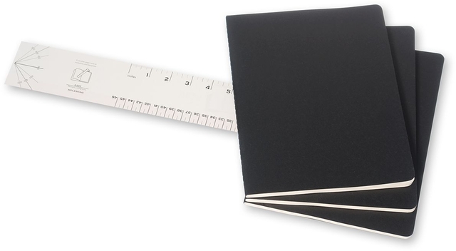 Schrift Moleskine 190x250mm blanco 240 pagina's 70gr zwart set à 3 stuk