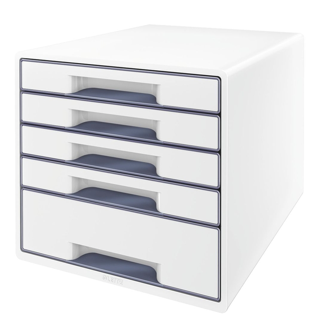 Drawer Cabinet Leitz WOW Cube A4 maxi 5 drawers white/grey