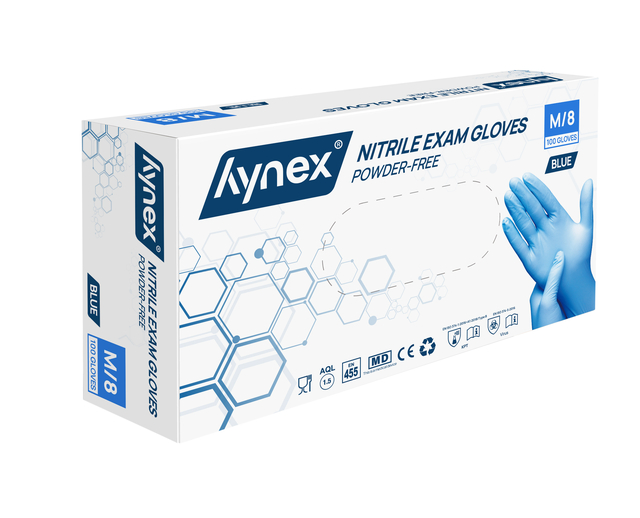 Handschoen Hynex M nitril blauw pak à 100 stuk