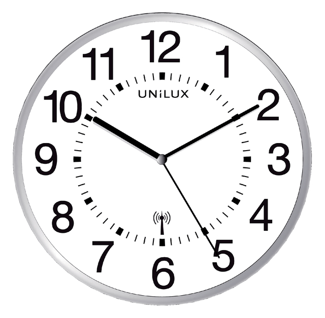 Wall clock Unilux Wave radio controlled Ø 30cm silver-grey/whit
