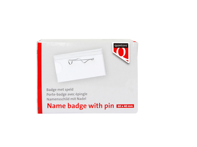 Name badge Quantore with pin 40x60mm