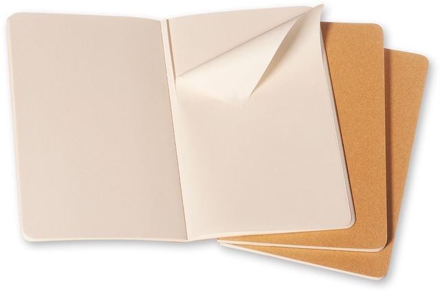Schrift Moleskine 130x210mm blanco 160 pagina's 70gr kraft set à 3 stuk