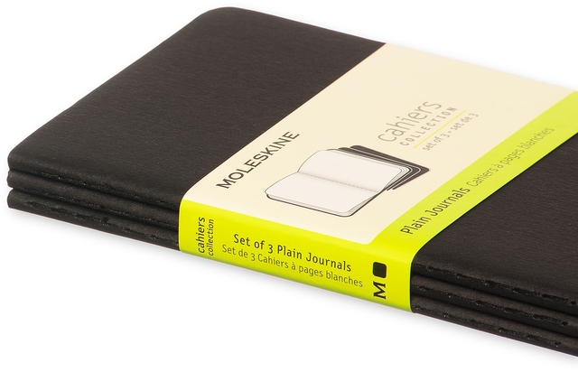 Schrift Moleskine 90x140mm blanco 240 pagina's 70gr zwart set à 3 stuk